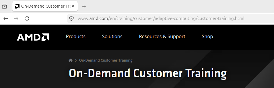 AMD On-Demand Customer Training page